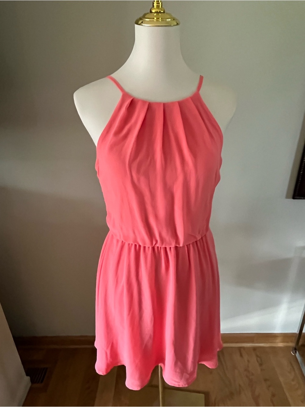 Lush Dress Womens Blouson Chiffon Skater Keyhole Closure Pretty Cute XS
